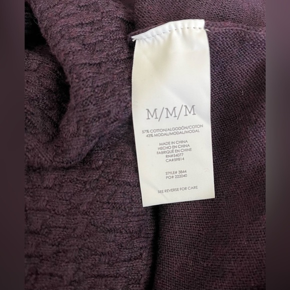 Cabi Women's Purple Sweater, Open Scarf-Hem, Crossing Detail on Back; Size M - Picture 7 of 12